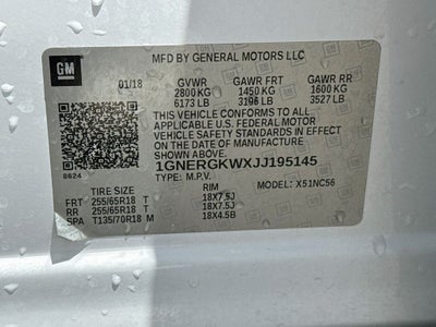 2018 Chevrolet Traverse LT Cloth w/1LT